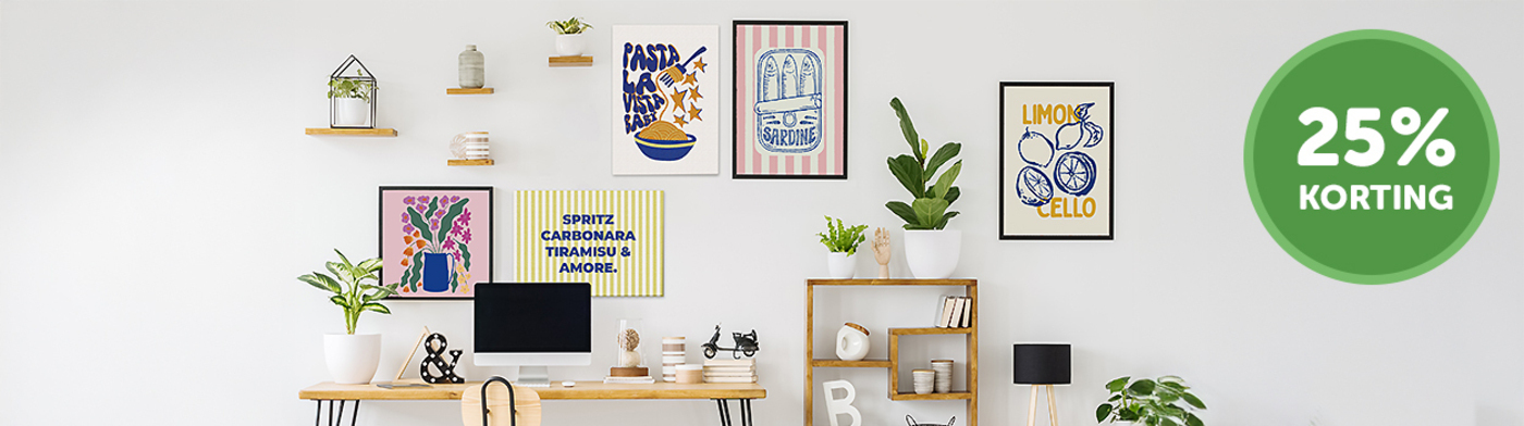 Nu: 25% korting op alle wanddecoratie!