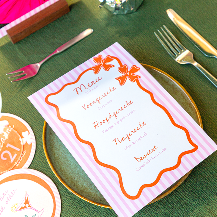 Menukaart 21 diner Menukaart 21 diner