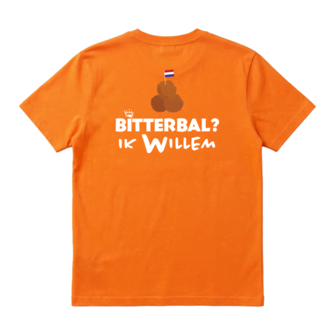 Oranje T shirt bedrukken bitterbal ik willem Oranje T shirt bedrukken bitterbal ik willem