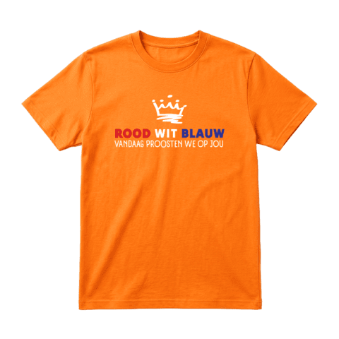 Oranje T shirt bedrukken rood wit blauw