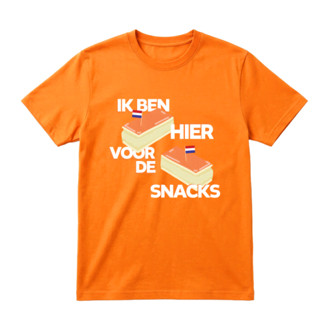 Oranje T shirt bedrukken snacks Oranje T shirt bedrukken snacks